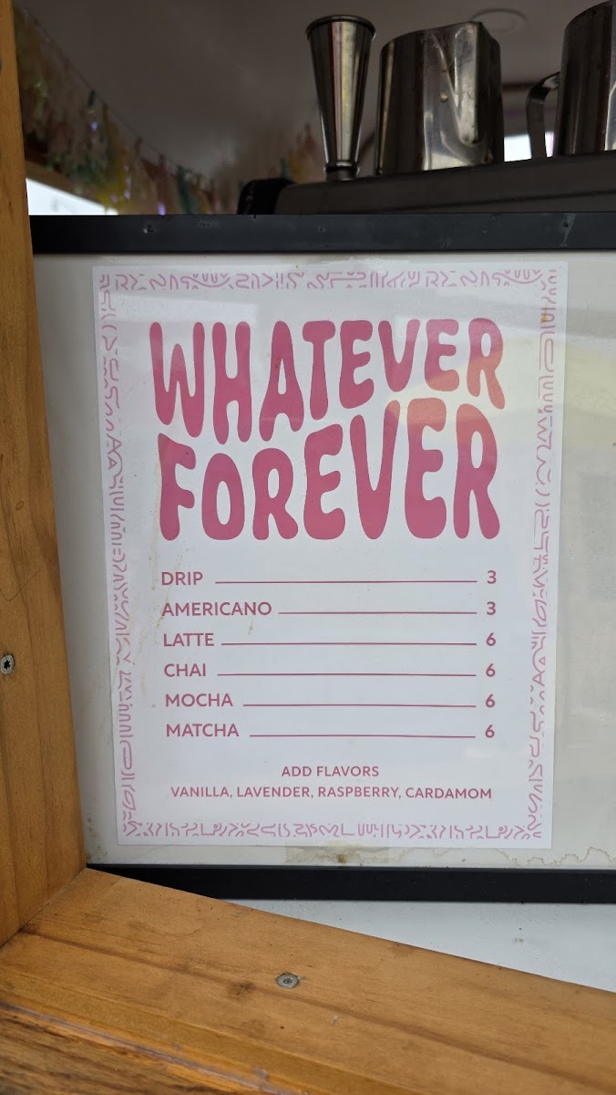 Whatever Forever Coffee Photo Menu 2