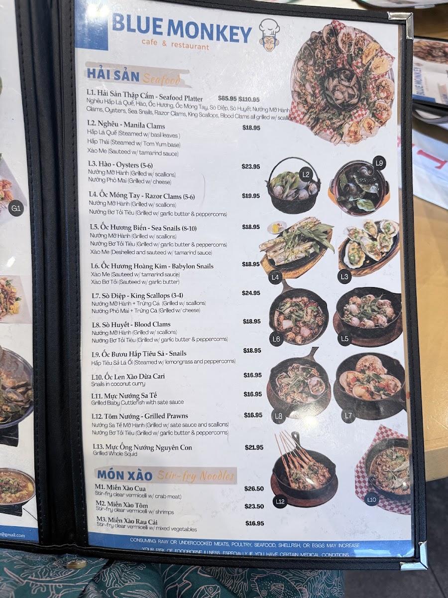Blue Monkey Cafe & Restaurant Photo Menu 3