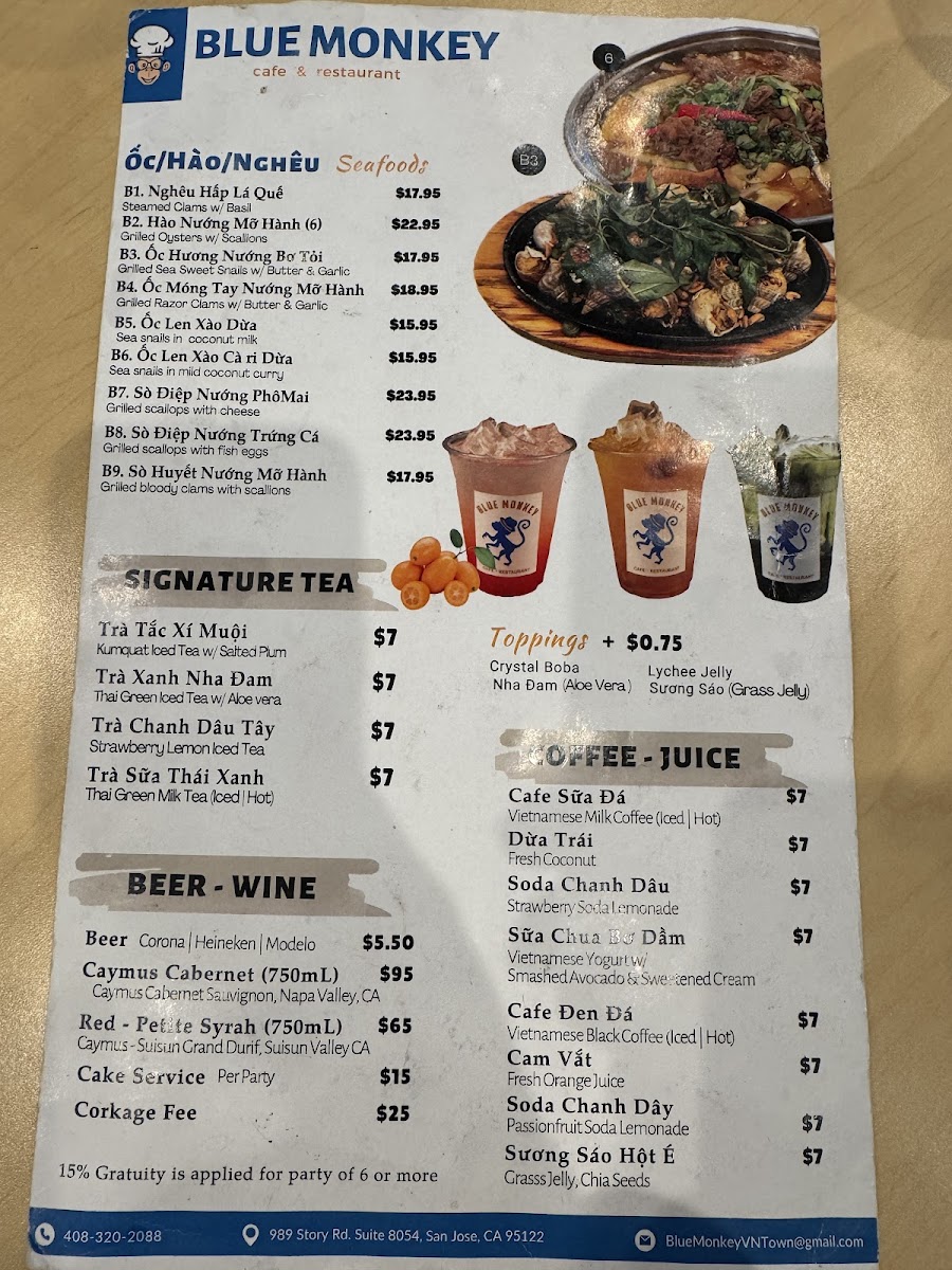 Blue Monkey Cafe & Restaurant Photo Menu 9
