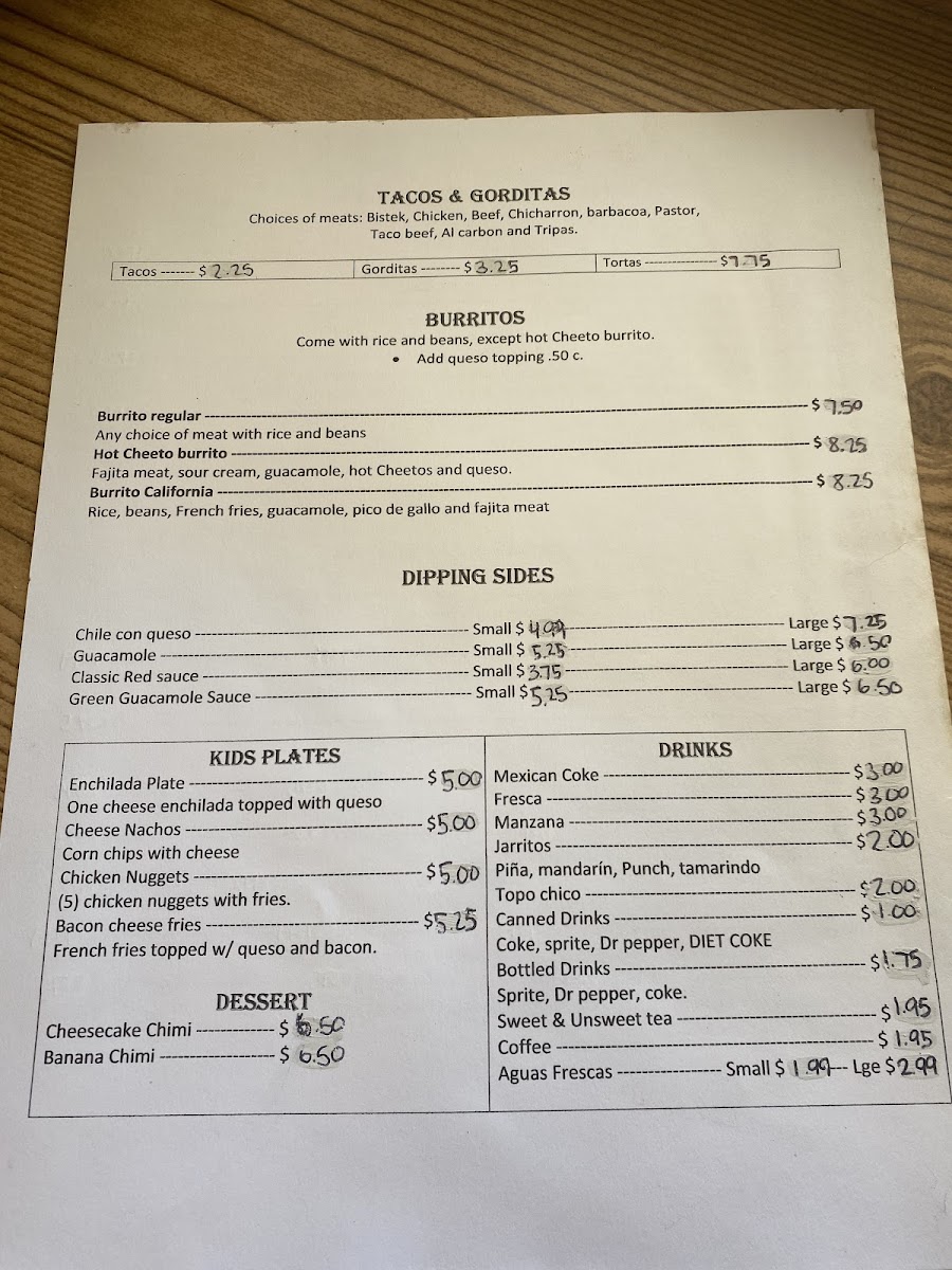 SPRINGS TEX MEX Photo Menu 1