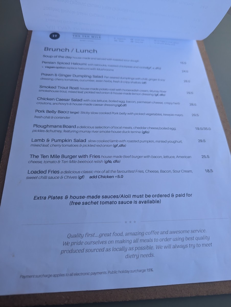 The Ten Mile Eatery & Store Photo Menu 1