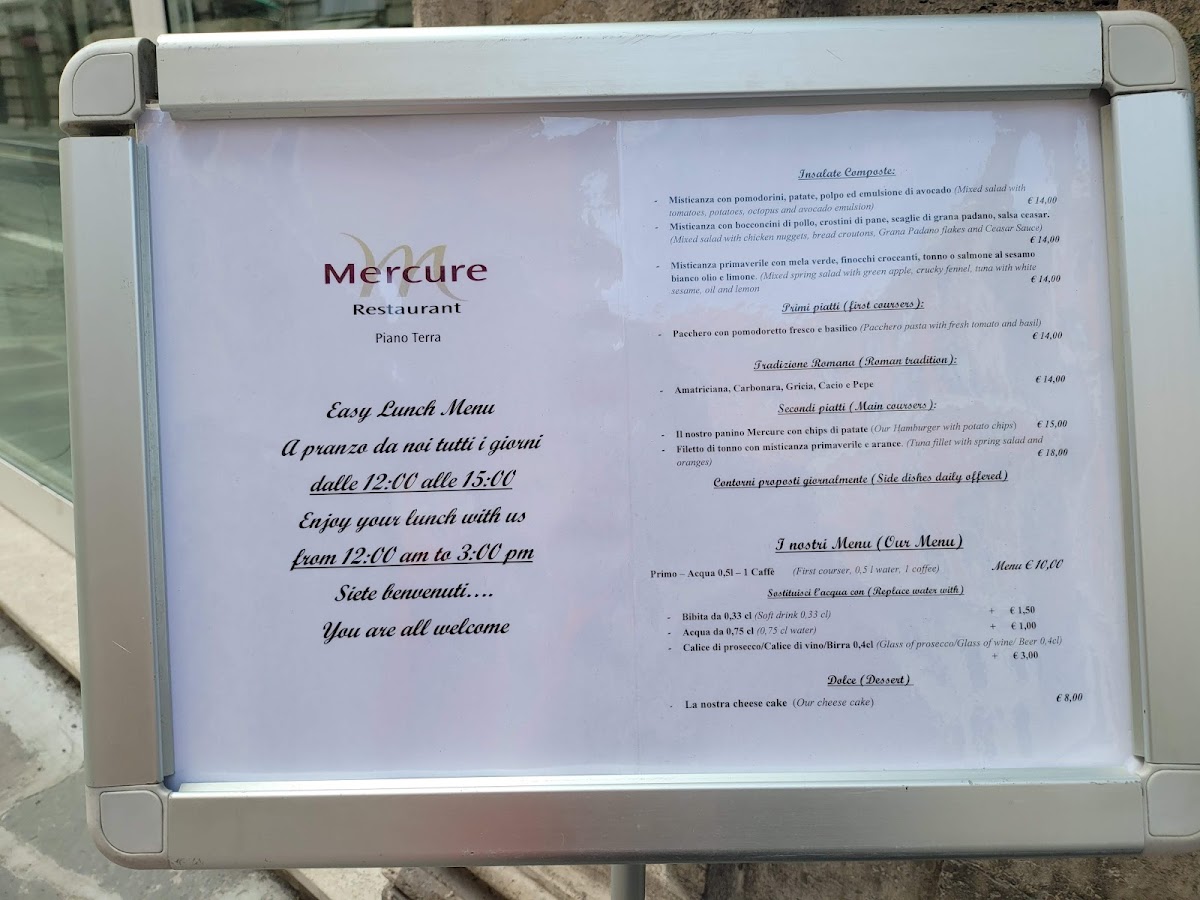 Mercure Roma Centro Termini Ristorante Photo Menu 2