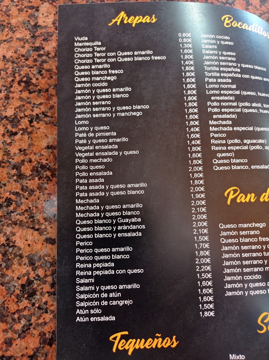 Arepera Cafetería El Mirador Photo Menu 3