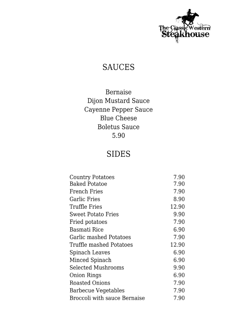 The Classic Western Steakhouse Photo Menu 9