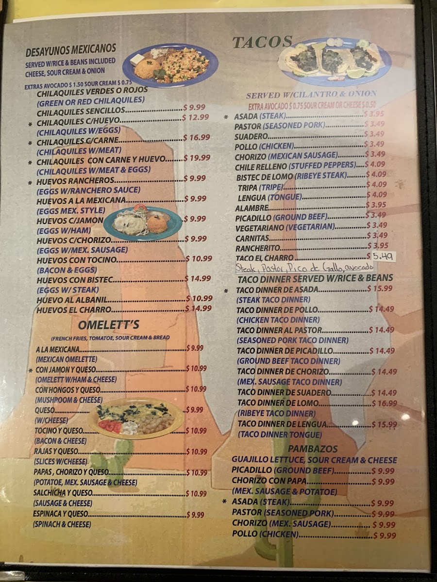 El Charro Mexican Food Photo Menu 2