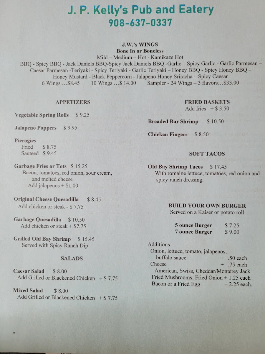J.P. Kelly's Photo Menu 1