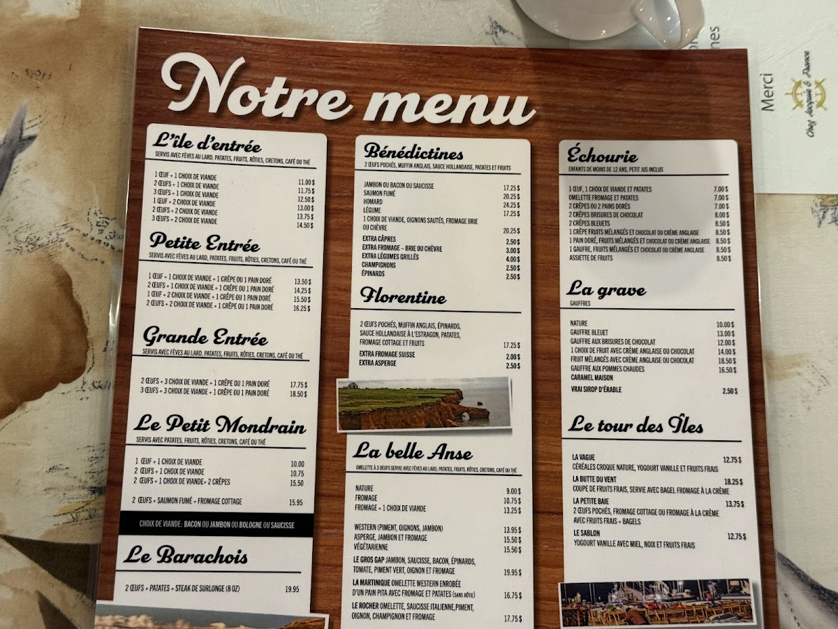 Chez Jacquie et France Photo Menu 2