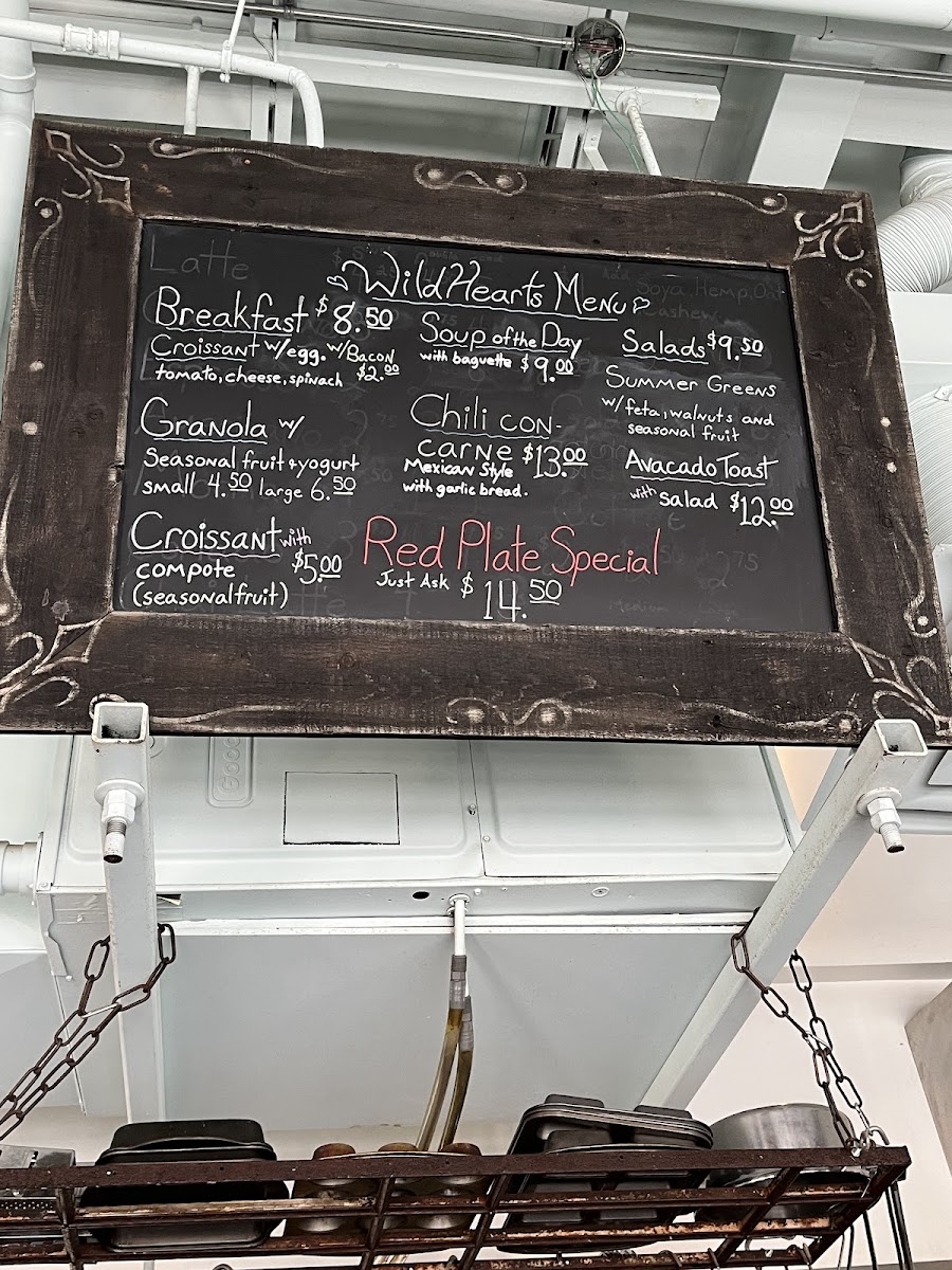 Wildhearts Cafe Photo Menu 1