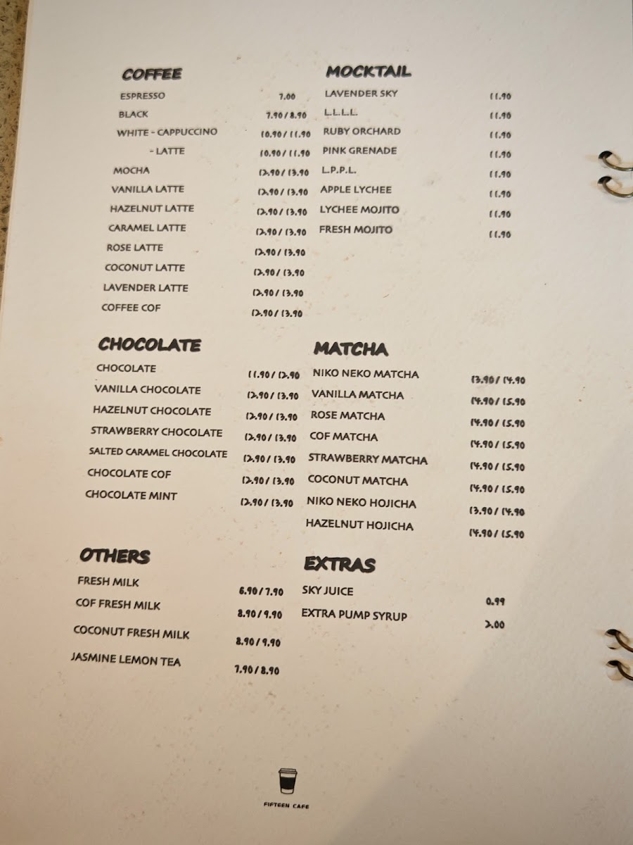 Fifteen Cafe Photo Menu 1