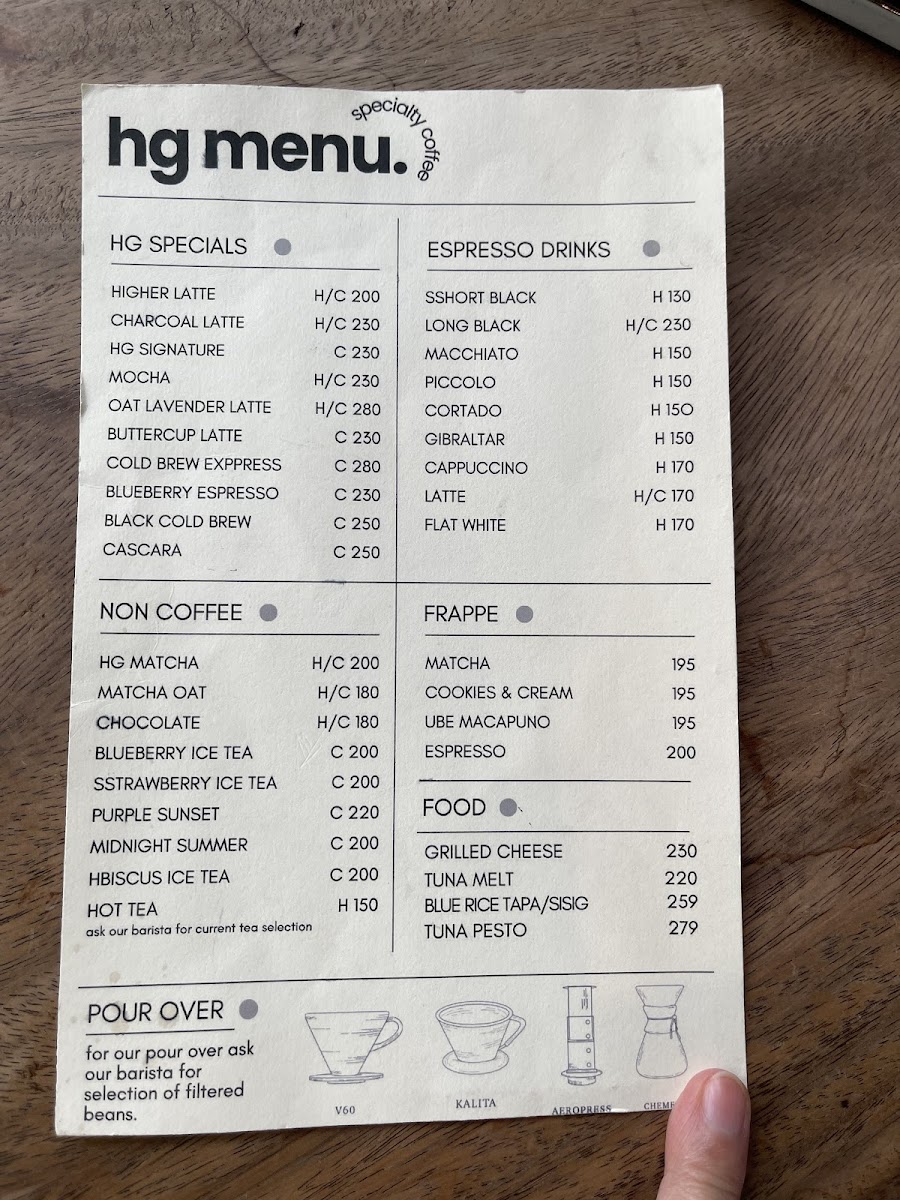 Higher Ground Specialty Coffee Photo Menu 2