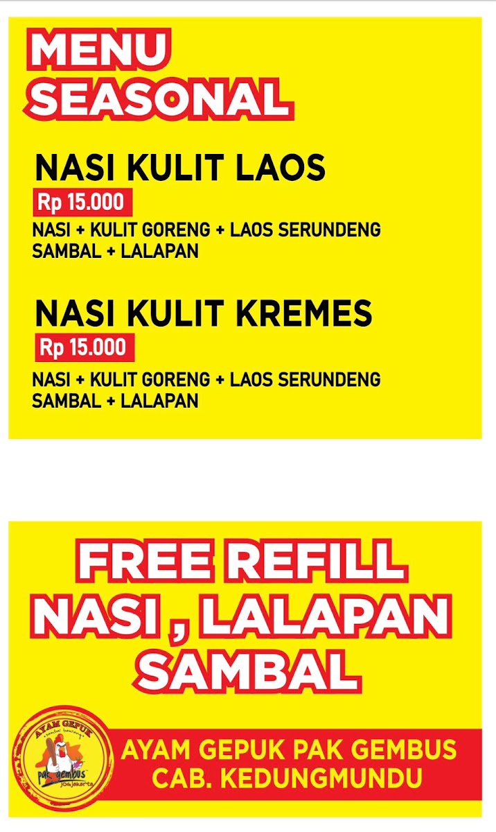 Ayam Gepuk Pak Gembus Kedungmundu Photo Menu 5