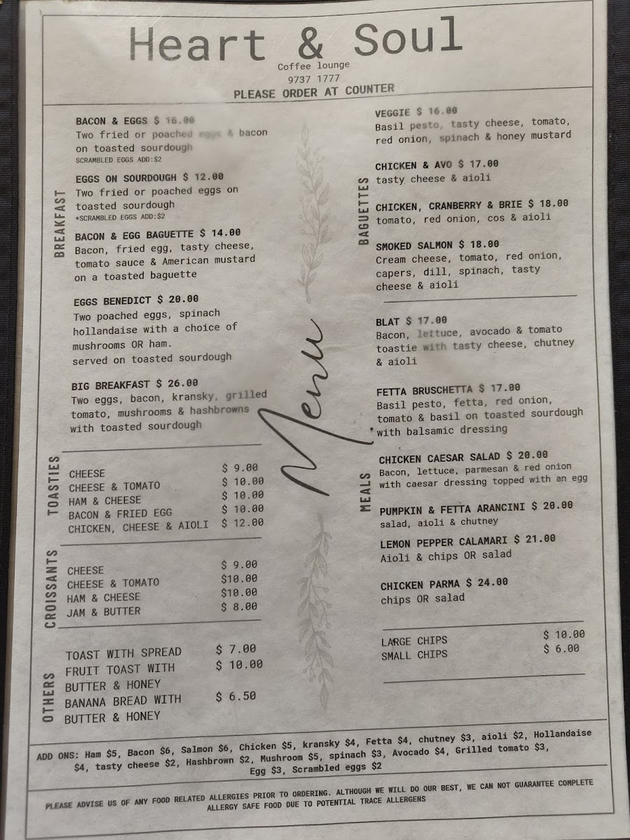 Heart & Soul Coffee Lounge Photo Menu 2
