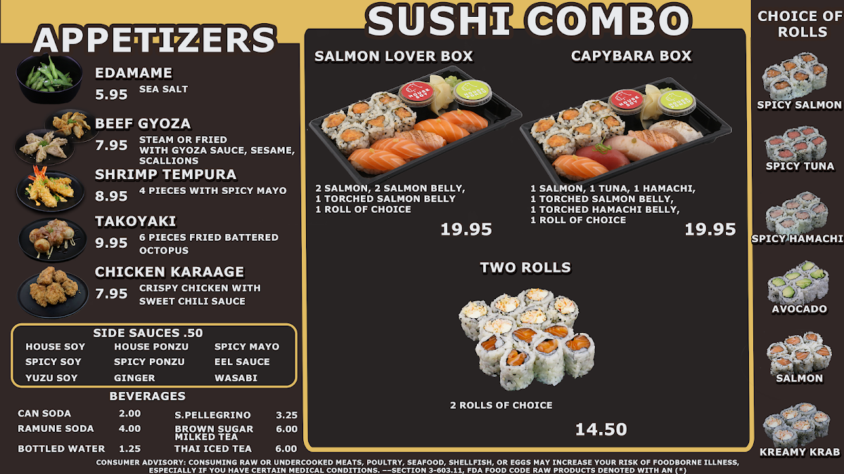 Capybara Ramen & Sushi Photo Menu 2