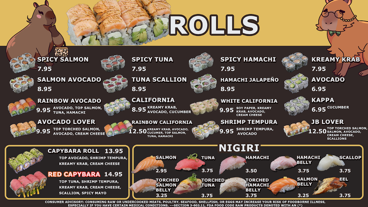 Capybara Ramen & Sushi Photo Menu 3