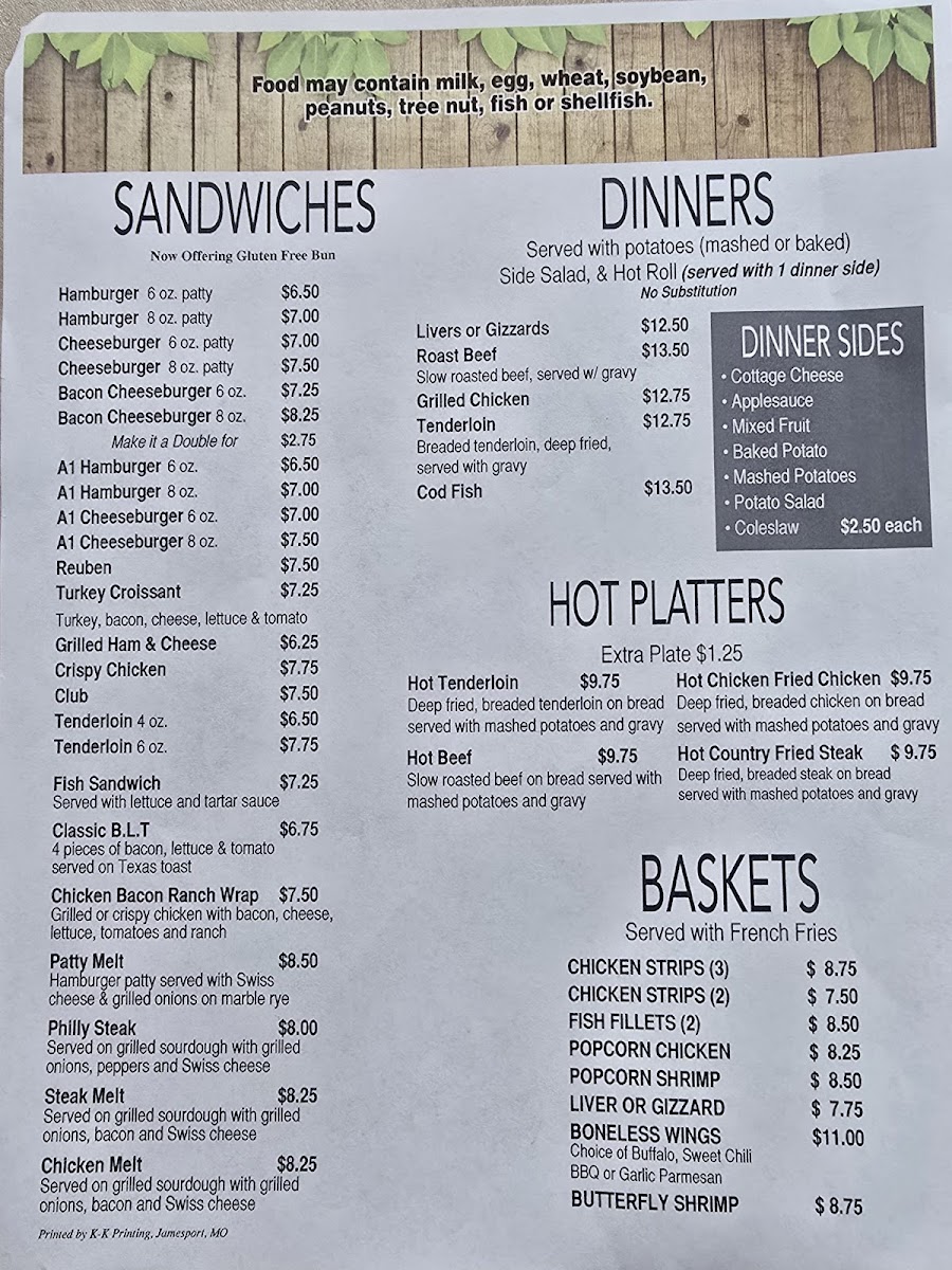 Galt Country Cafe Photo Menu 1