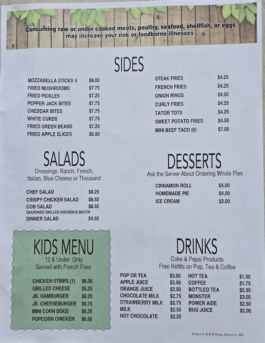 Galt Country Cafe Photo Menu 2