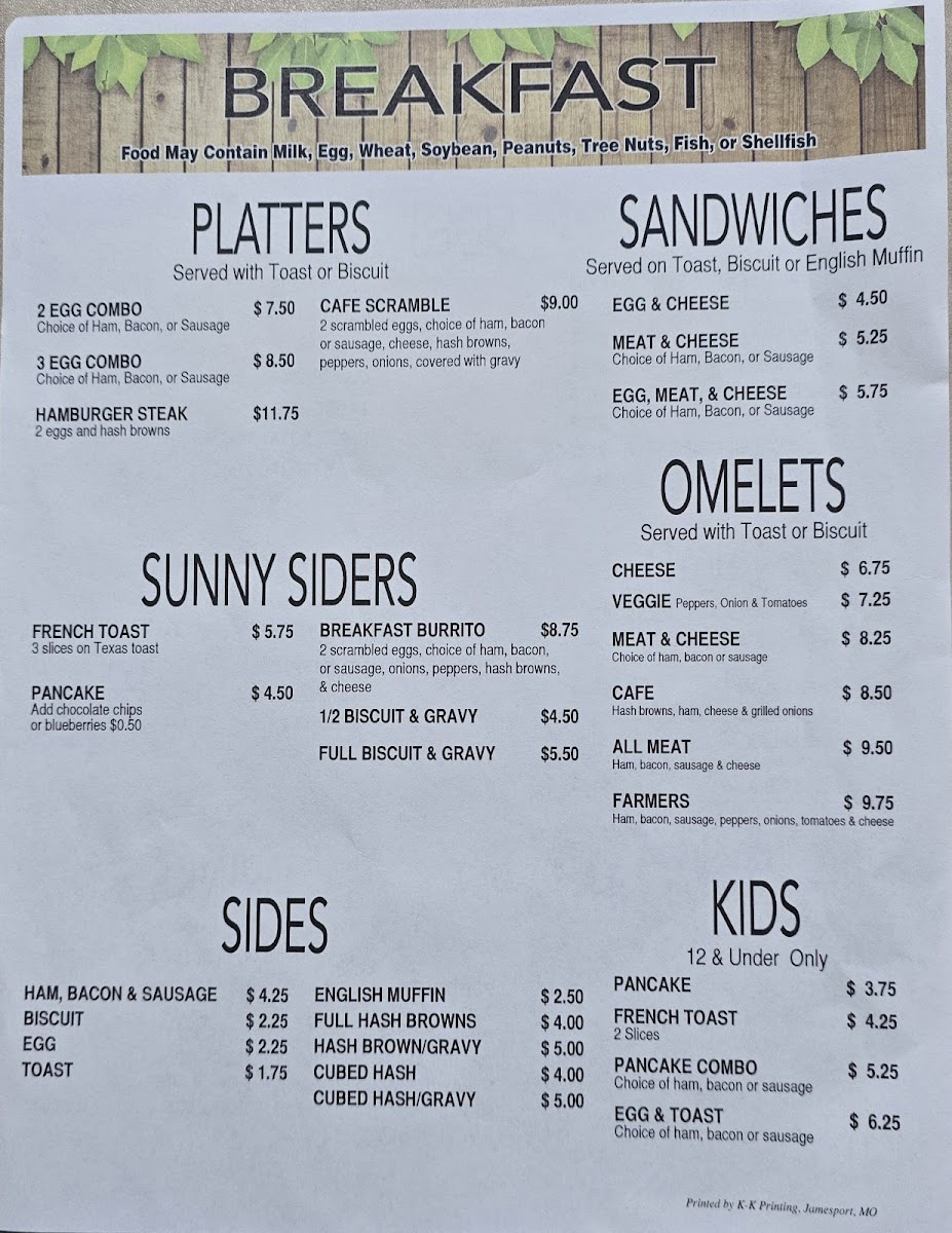 Galt Country Cafe Photo Menu 3