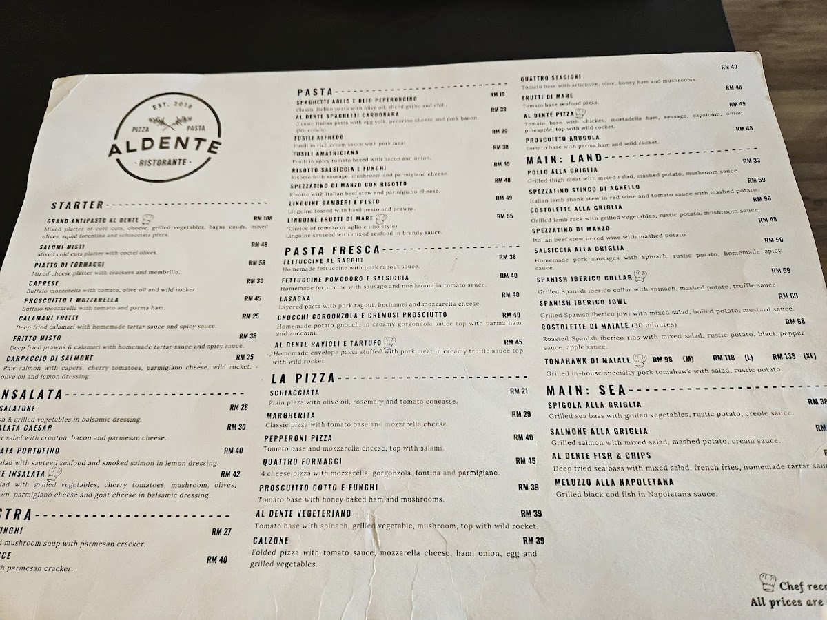 Al Dente Photo Menu 3