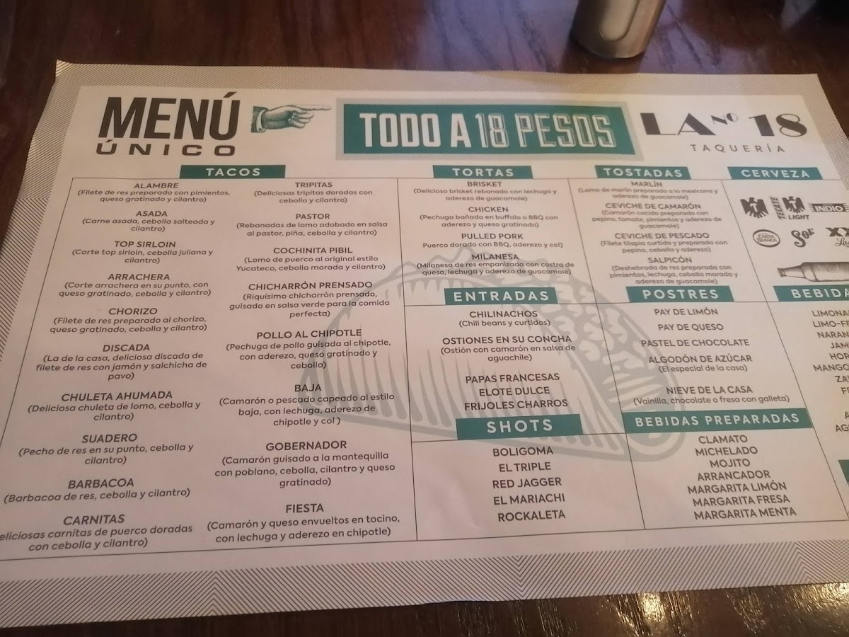Taquería No 18 Cantera Photo Menu 1