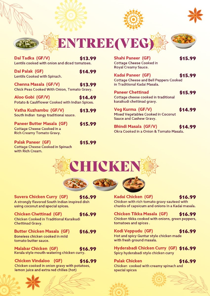 Suvera South Indian Kitchen Photo Menu 2