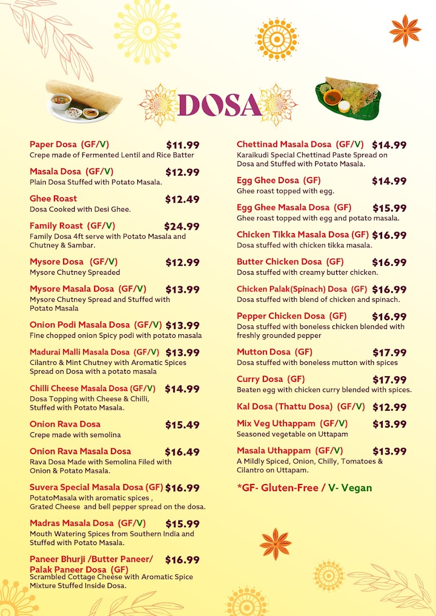 Suvera South Indian Kitchen Photo Menu 4