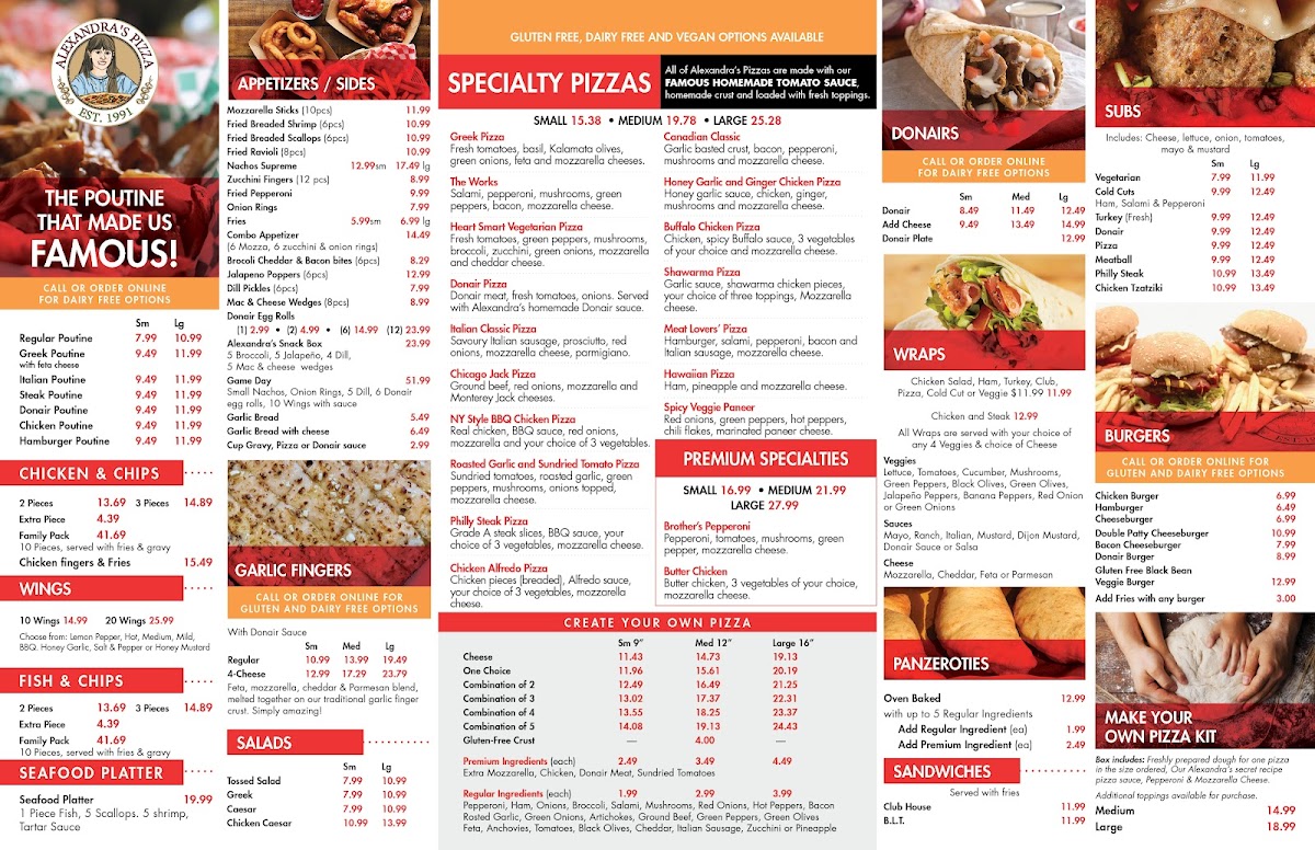 Alexandra's Pizza Fairview Photo Menu 1