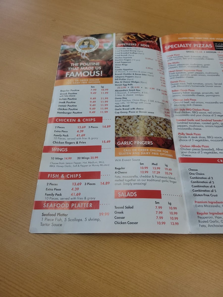 Alexandra's Pizza Fairview Photo Menu 3