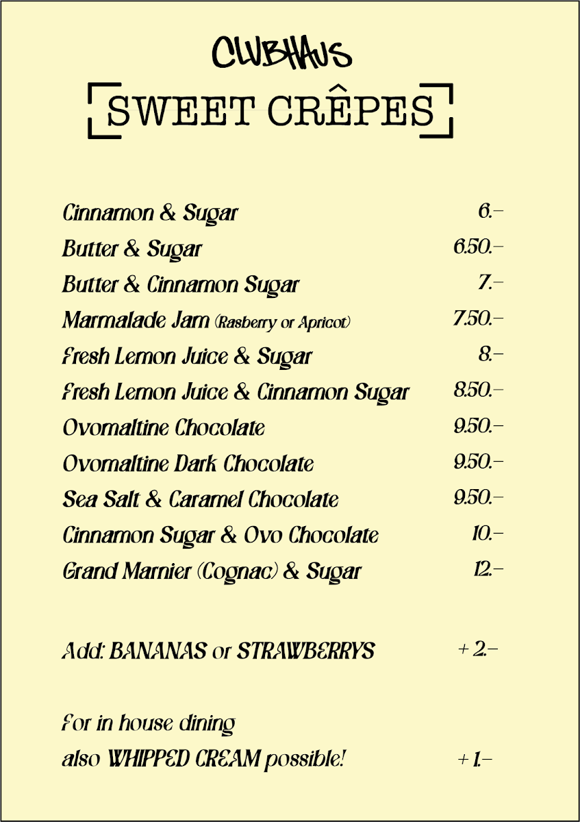 Clubhaus Café & Crêperie Photo Menu 5