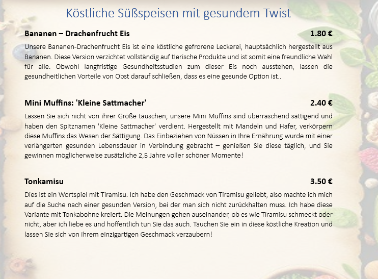 Gesunde Genüsse Photo Menu 1