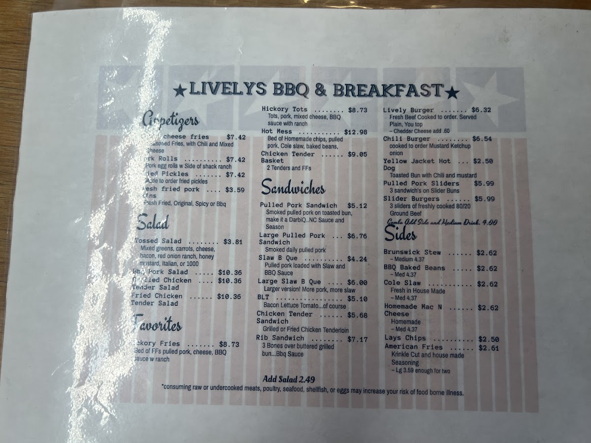 Livelys BBQ and Breakfast Photo Menu 1