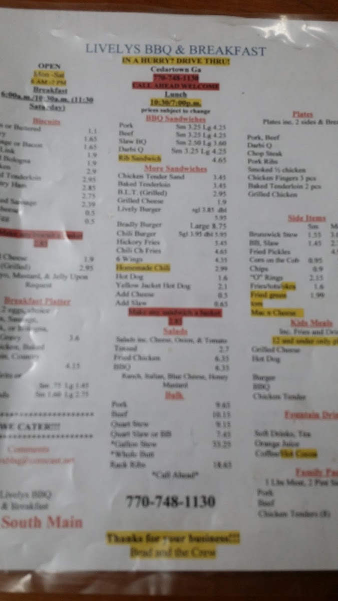 Livelys BBQ and Breakfast Photo Menu 6