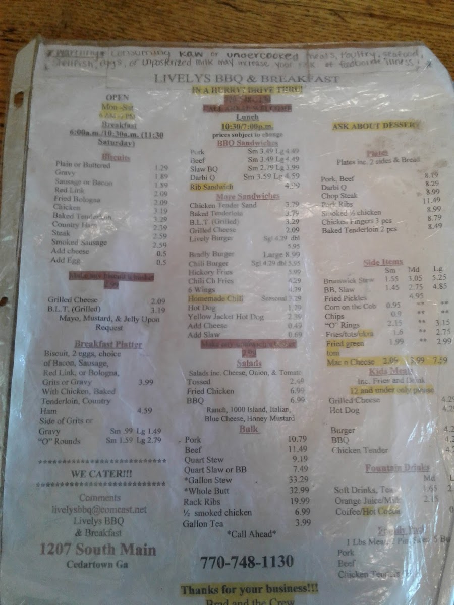 Livelys BBQ and Breakfast Photo Menu 7