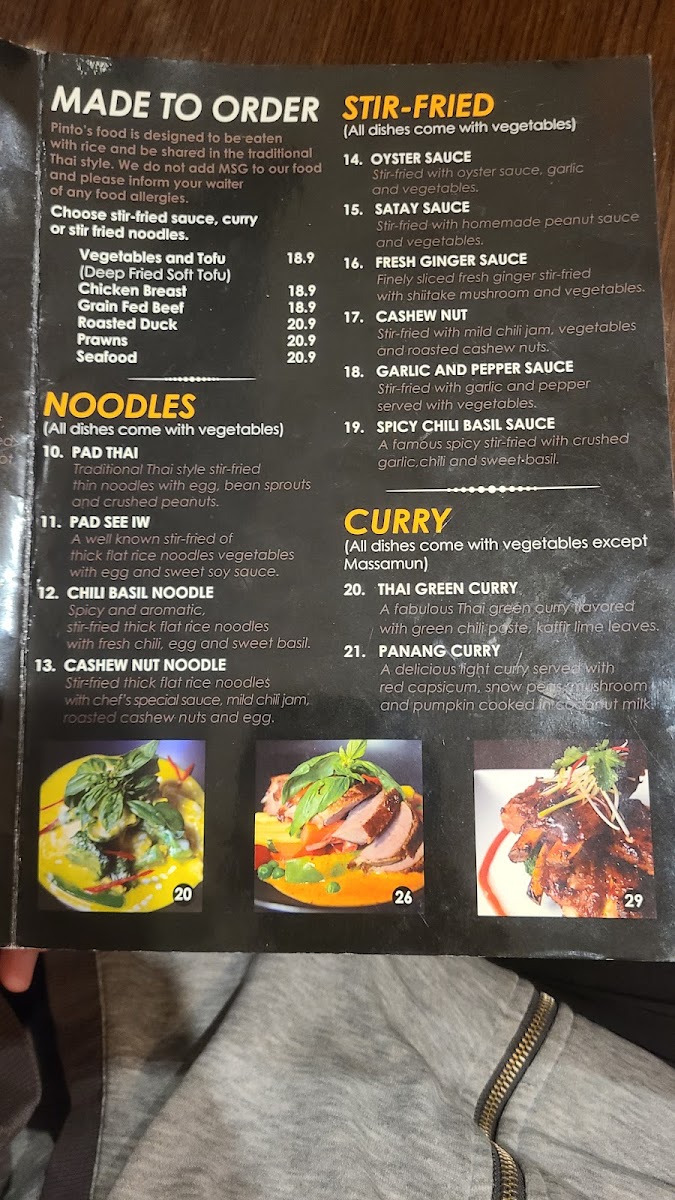Pinto Thai Restaurant Photo Menu 2