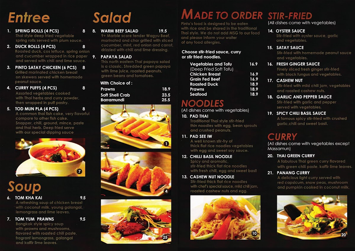 Pinto Thai Restaurant Photo Menu 6