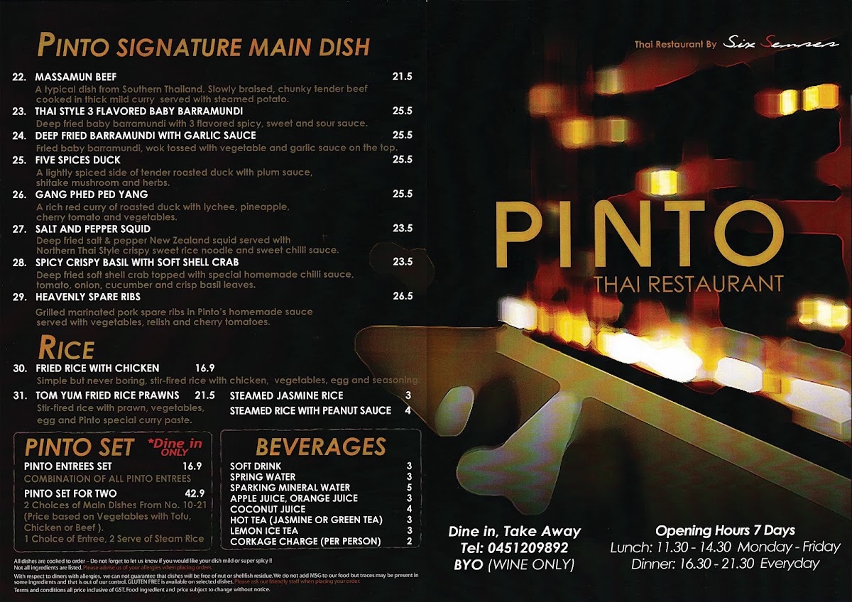 Pinto Thai Restaurant Photo Menu 7