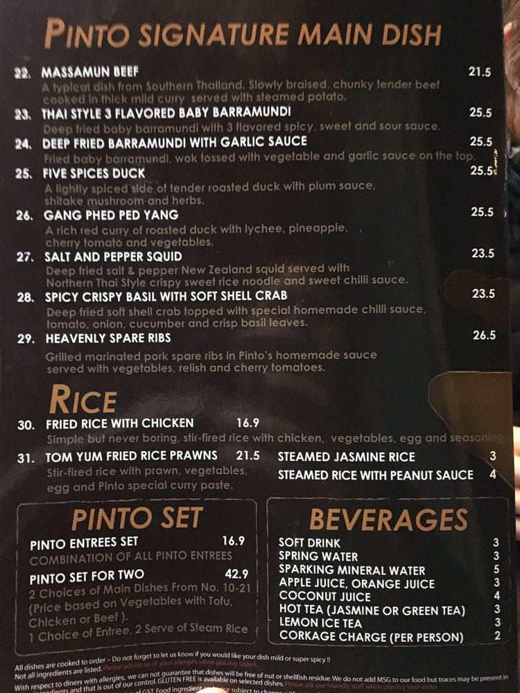 Pinto Thai Restaurant Photo Menu 9