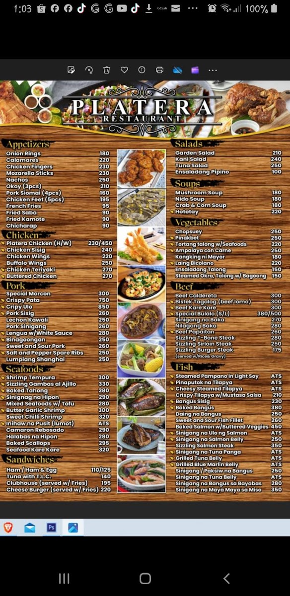 Platera Restaurant Photo Menu 1