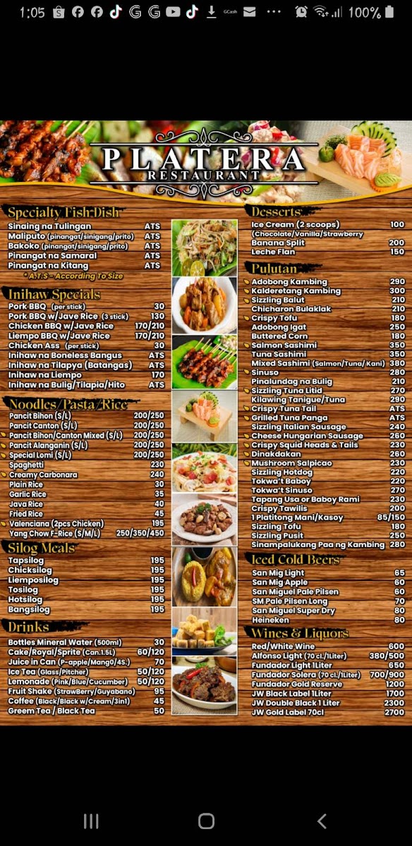 Platera Restaurant Photo Menu 2