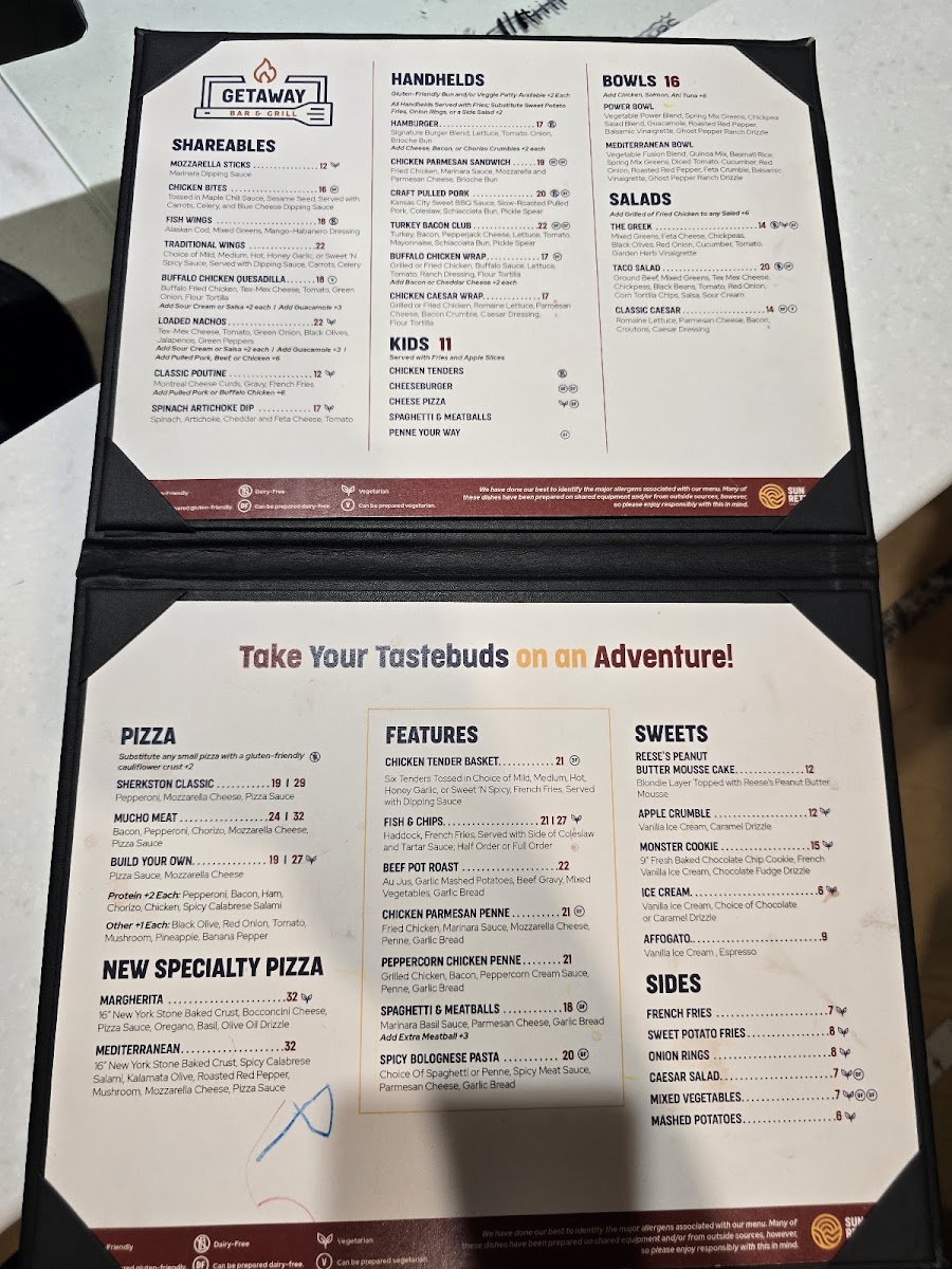 Getaway Bar and Grill Photo Menu 2