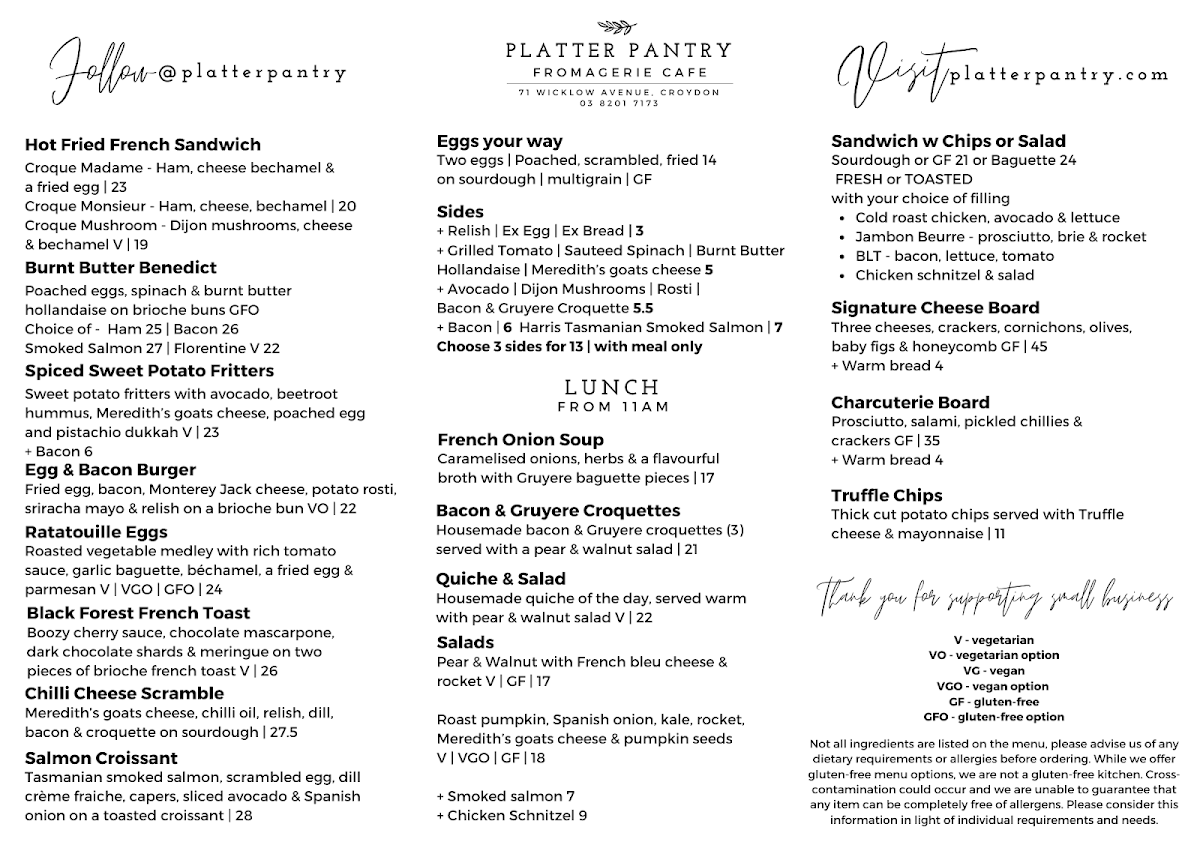 Platter Pantry Photo Menu 1