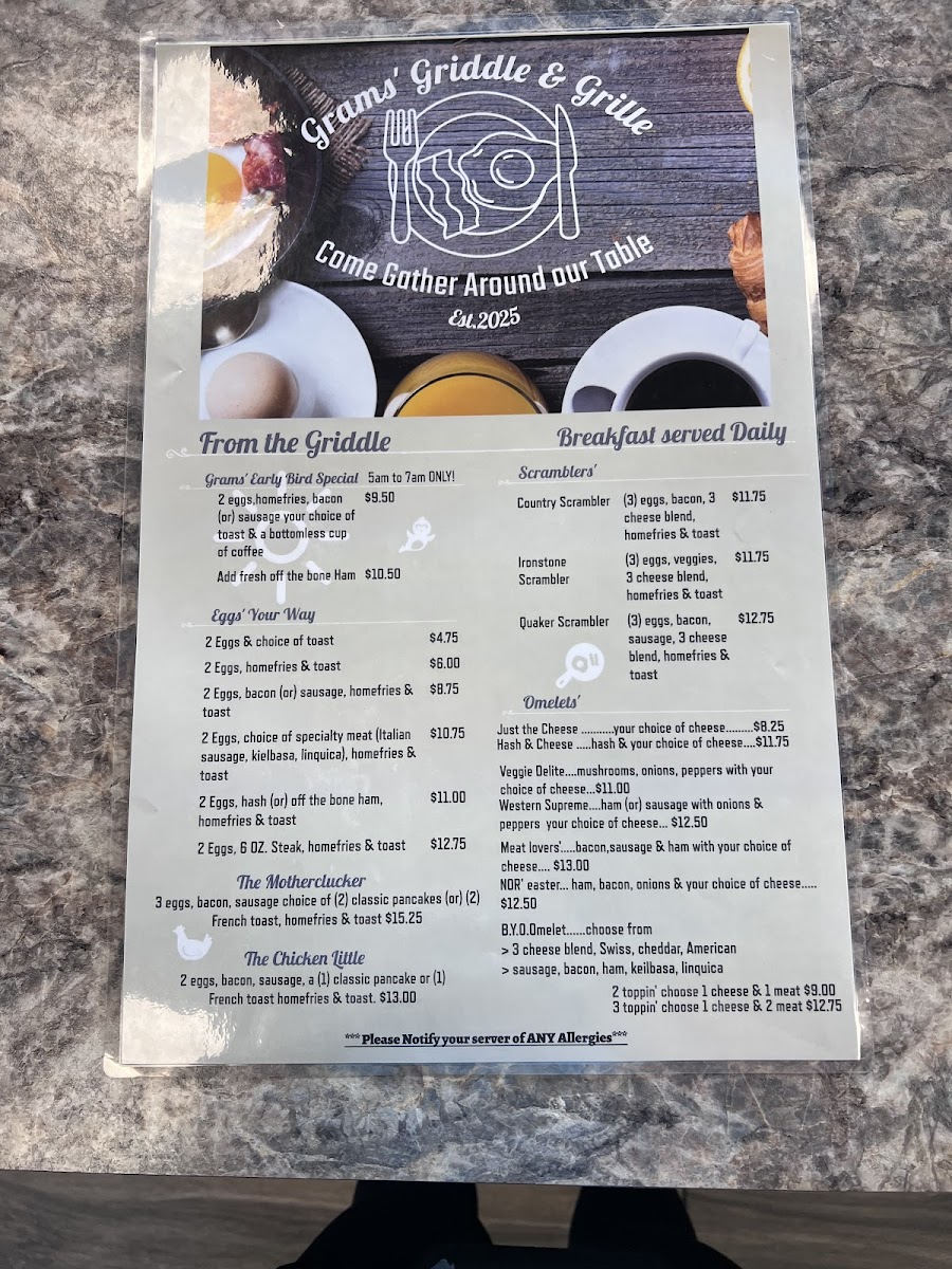 Gram’s Griddle ‘n Grill Photo Menu 2