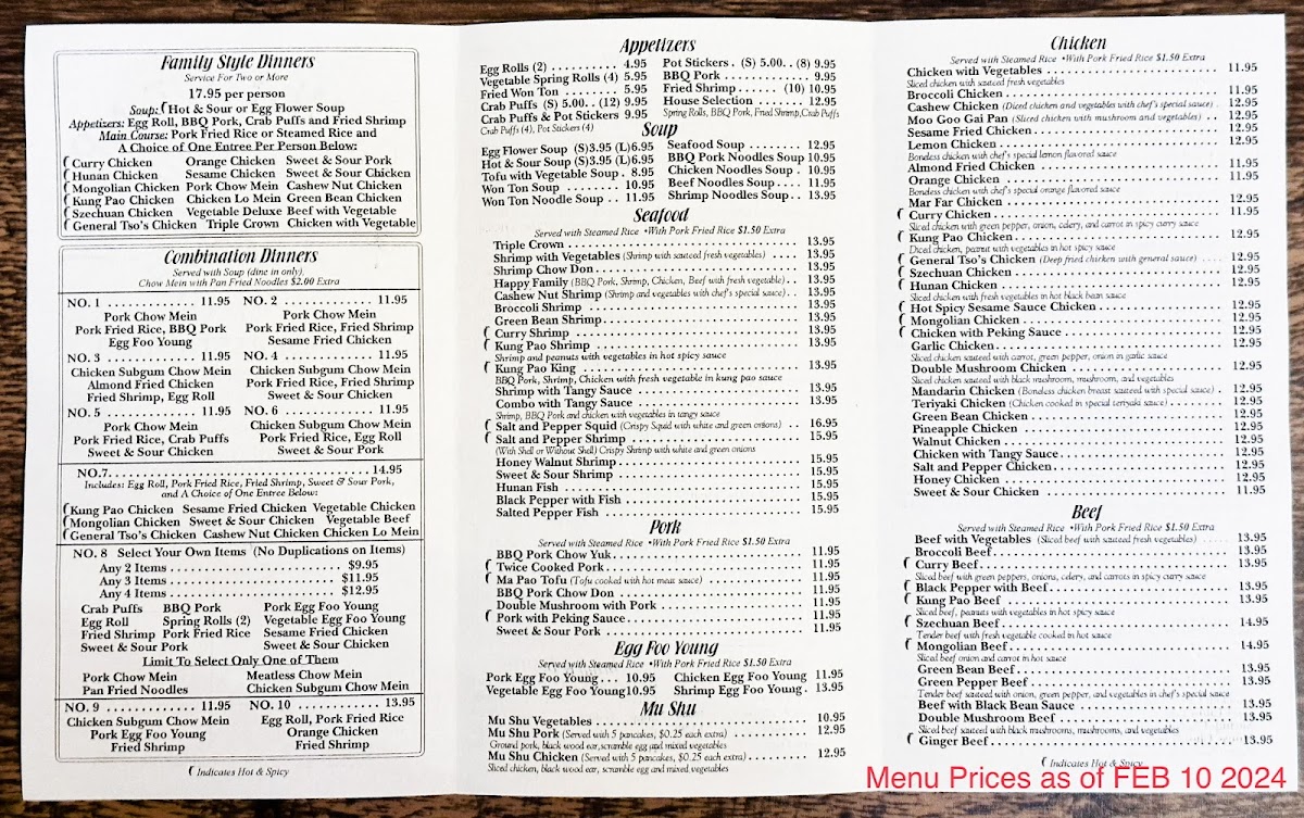 China Star Chinese Restaurant Photo Menu 3