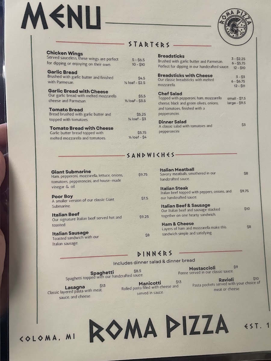 Roma Pizza - Coloma, MI Photo Menu 4