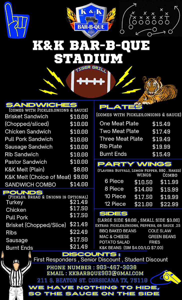 K & K Bar-b-que Photo Menu 1
