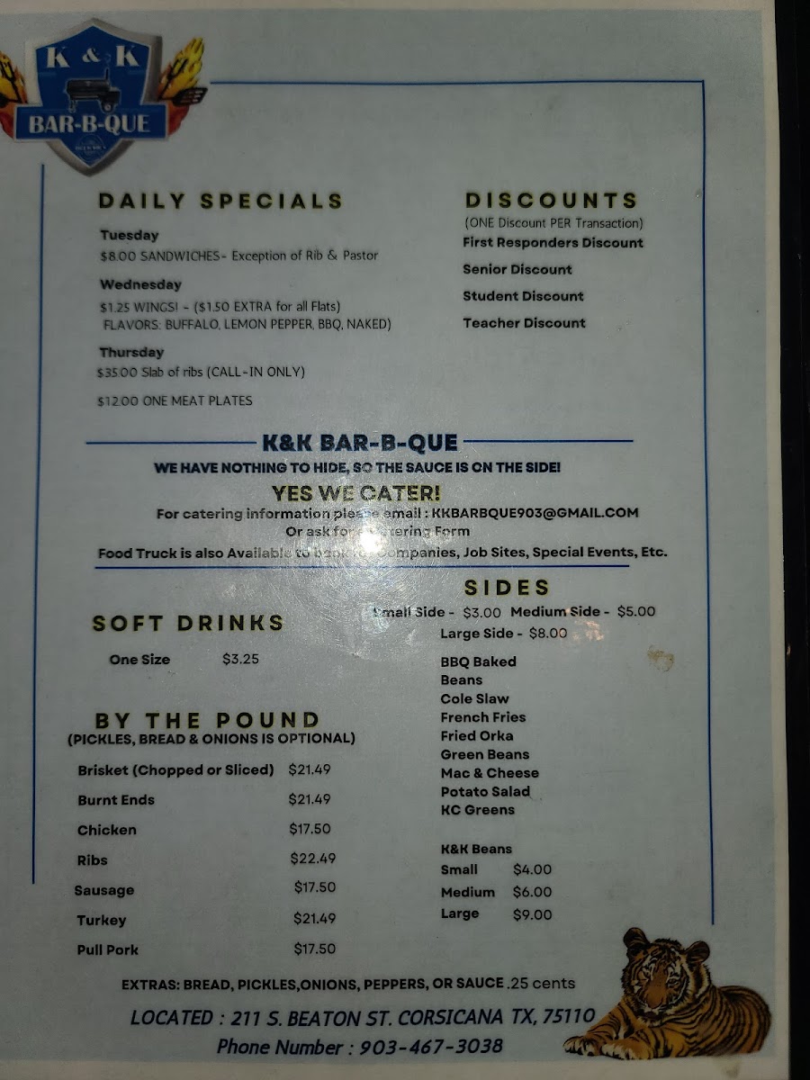 K & K Bar-b-que Photo Menu 2