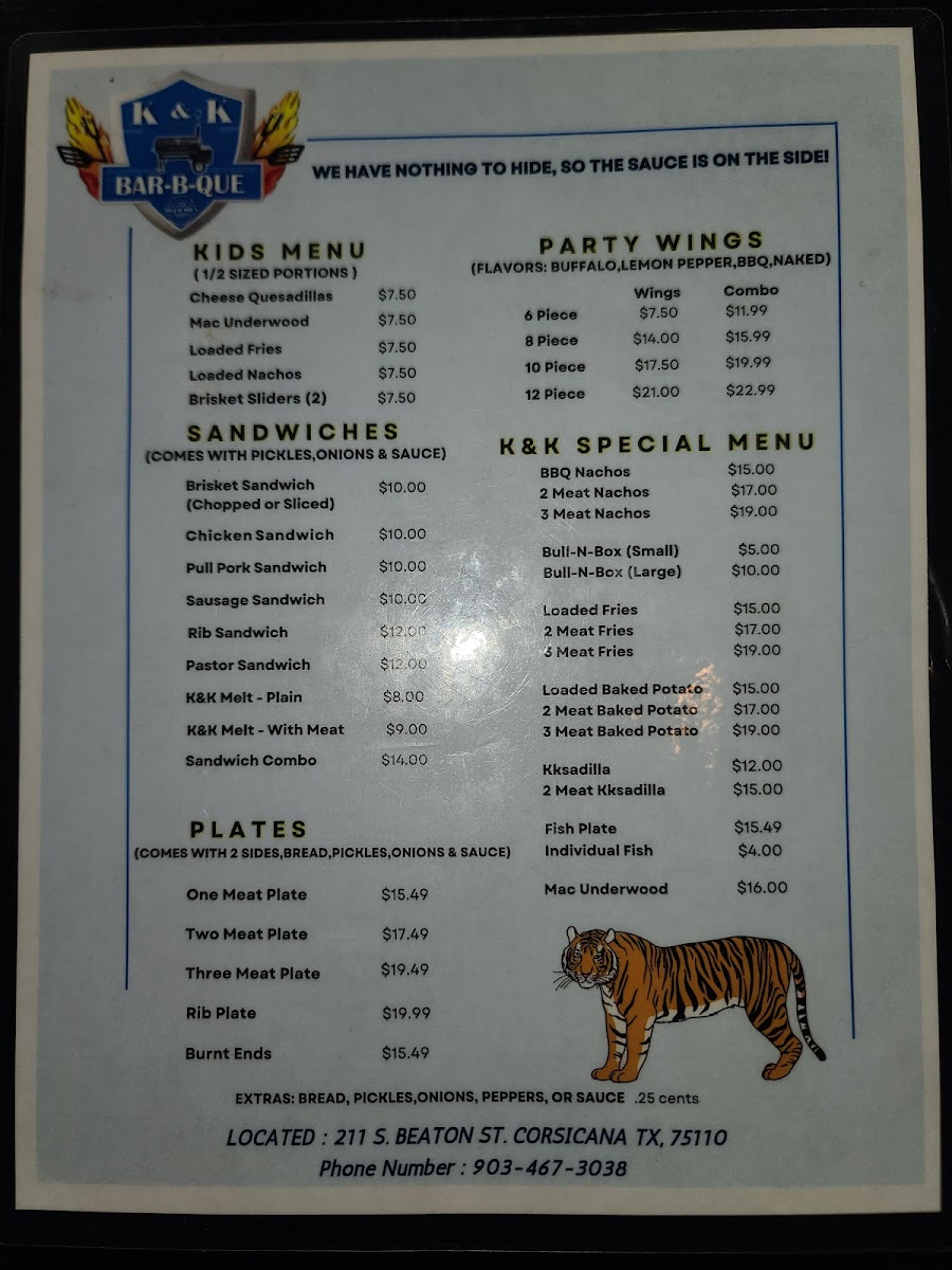 K & K Bar-b-que Photo Menu 3