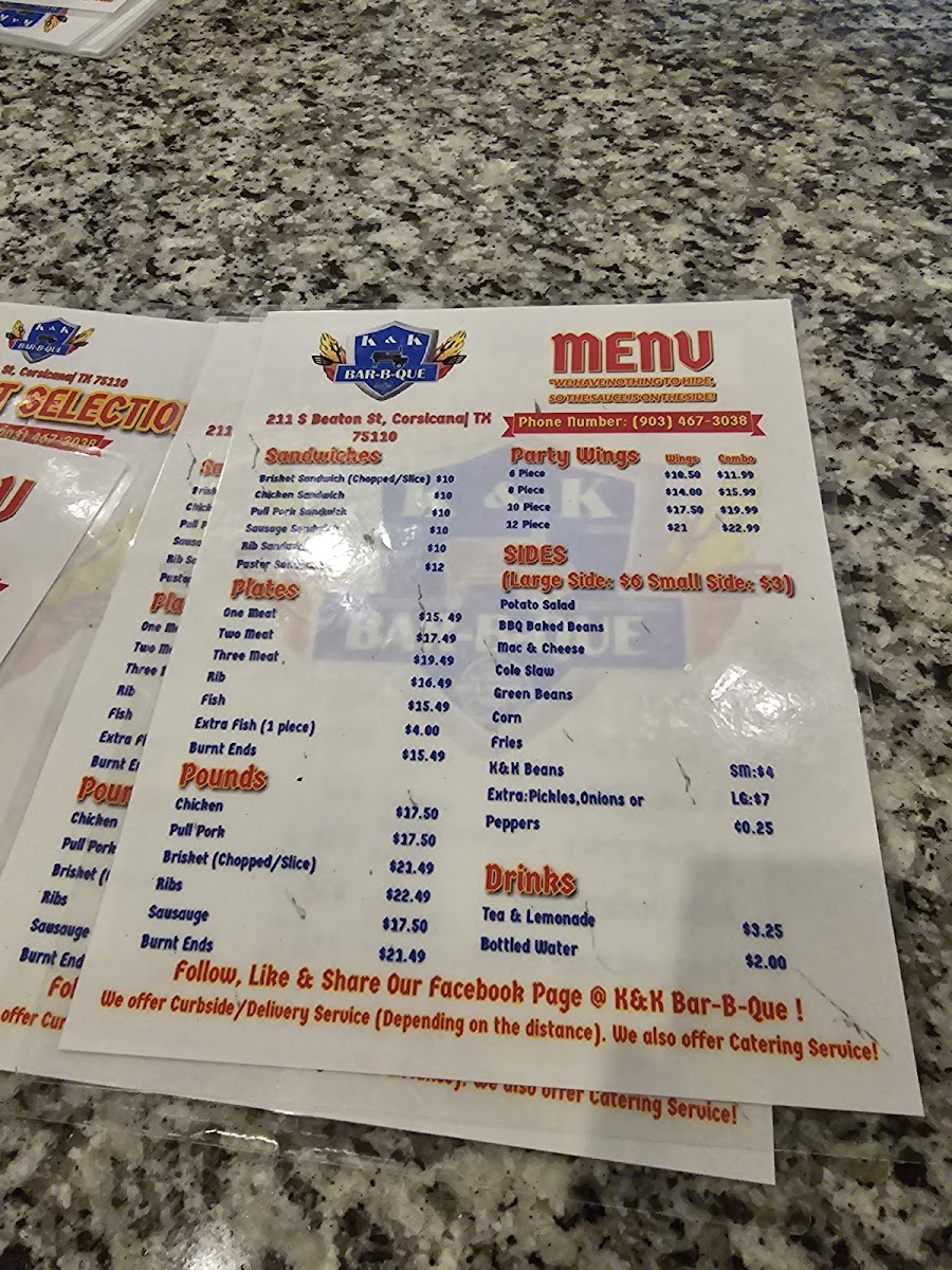 K & K Bar-b-que Photo Menu 6