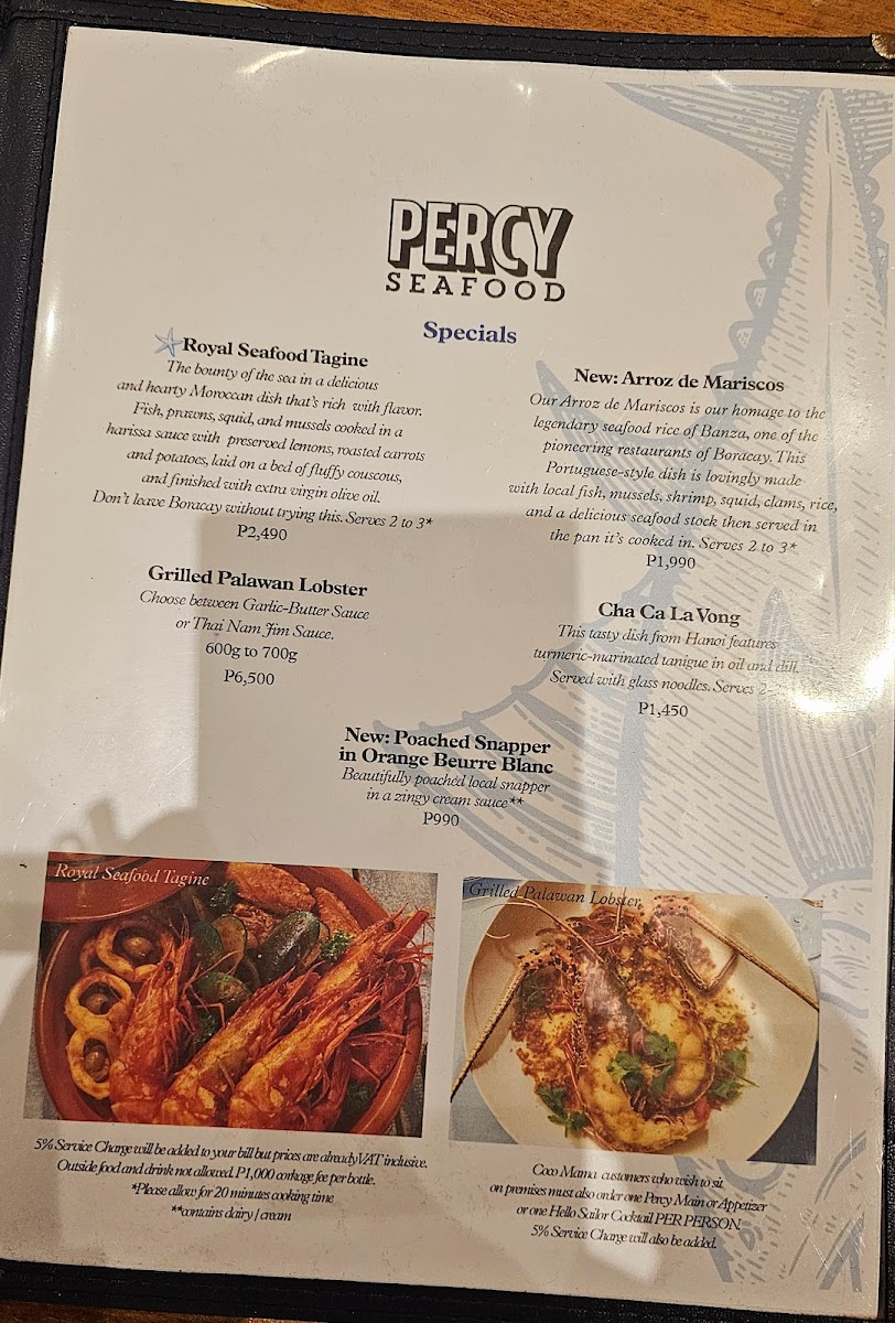 Percy Seafood Photo Menu 2