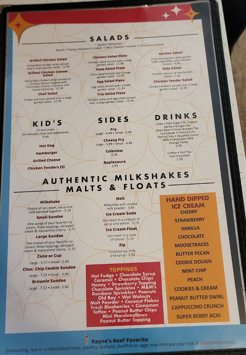Rayne's Reef Soda Fountain & Grill Photo Menu 2