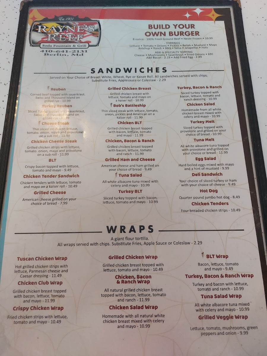Rayne's Reef Soda Fountain & Grill Photo Menu 3